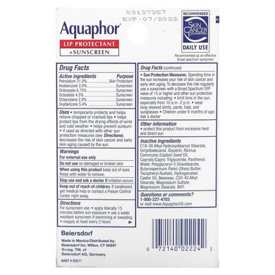 Aquaphor, Захисний засіб для губ + сонцезахисний крем, SPF 30, 2 тюбики, 0,35 рідкої унції (10 мл)