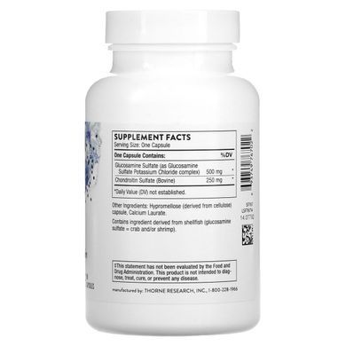 Glucosamine and Chondroitin Thorne Research (Glucosamine & Chondroitin) 90 capsules on a plant-based