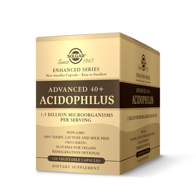 Пробіотики покращений ацидофілус 40+ Solgar (Advanced 40+ Acidophilus) 120 вегетаріанських капсул