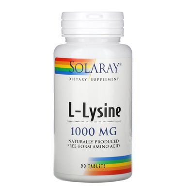 L-лізин, Solaray, 1000 мг, 90 таблеток