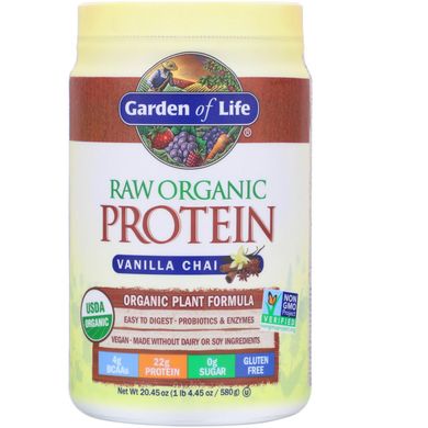 Протеїн формула з органічним білком Garden of Life 630 г смак ванільного пряного чаю