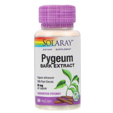 Екстракт кори африканської сливи, Pygeum Africanum Extract, Solaray, 50 мг, 60 рослинних капсул