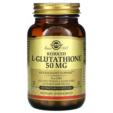 Редукований Глутатіон Solgar (Reduced L-Glutathione) 50 мг 90 вегетаріанських капсул