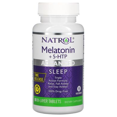 Мелатонін сну + 5-гідрокситриптофан, Advanced Sleep Melatonin + 5 HTP, Natrol, 60 таблеток
