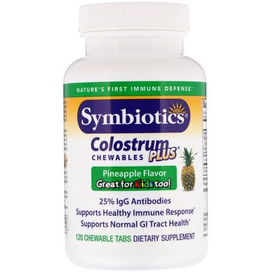 Жувальні ананасові таблетки Colostrum Plus, Symbiotics, 120 Жувальних таблеток