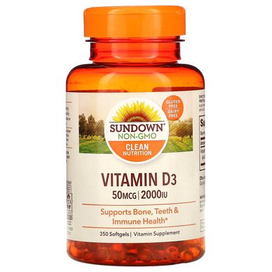 Sundown Naturals, Витамин D3, 50 мкг (2000 МЕ), 350 мягких таблеток купить в Киеве и Украине