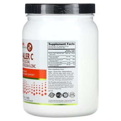 NutriBiotic, Immunity, Hypo-Aller C, вітамін C із кальцієм, магнієм, калієм і цинком, 1 кг (2,2 фунта)