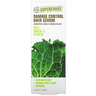 Сироватка для догляду за волоссям Damage Control, Kale, Омега-3 і кератин, Petal Fresh, 2 рідких унції (60 мл)