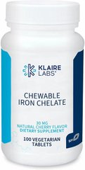 Хелат заліза смак вишні Klaire Labs (Chewable Iron Chelate) 30 мг 100 вегетаріанських таблеток