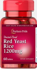 Красный дрожжевой рис, Red Yeast Rice, Puritan's Pride, 1200мг, 60 таблеток купить в Киеве и Украине