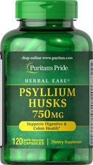 Шелухи подорожника, Psyllium Husks, Puritan's Pride, 750 мг, 120 капсул купить в Киеве и Украине