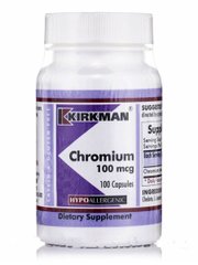 Хром 100 мкг, гіпоалергенний, Chromium 100 mcg, Hypoallergenic, Kirkman labs, 100 капсул