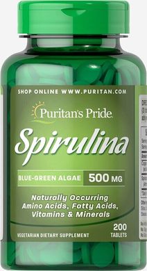Спіруліна Puritan's Pride (Spirulina) 500 мг 200 таблеток