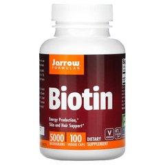 Біотин, Biotin, Jarrow Formulas, 5000 мкг, 100 капсул