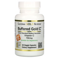 Витамин C аскорбат натрия буферизованный California Gold Nutrition (Buffered Vitamin C) 750 мг 60 растительных капсул купить в Киеве и Украине