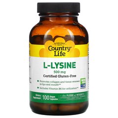 L-лизин Country Life (L-Lysine) 500 мг 100 капсул купить в Киеве и Украине