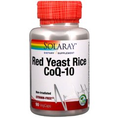 Червоний дріжджовий рис + коензим Q10 Solaray (Red Yeast Rice Co-enzyme Q10) 90 капсул