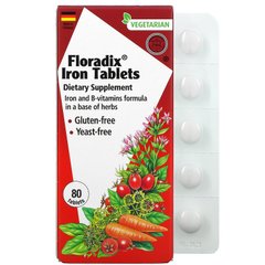 Gaia Herbs, Floradix, залізні таблетки, 80 таблеток