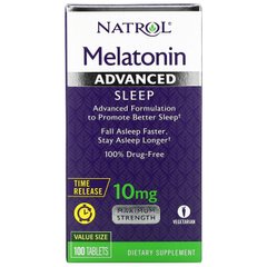 Мелатонин, улучшенный сон, медленное высвобождение, Natrol, 10 мг, 100 таблеток купить в Киеве и Украине