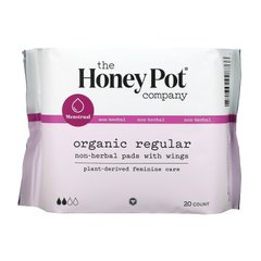 The Honey Pot Company, Органічні звичайні, не трав'яні подушечки з крилами, 20 штук