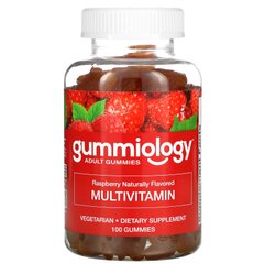 Дорослі мега мультивітаміни, з натуральним малиновим смаком, Adult Mega Multivitamins Gummies, Natural Raspberry Flavor, Gummiology, 100 вегетаріанських жувальних цукерок