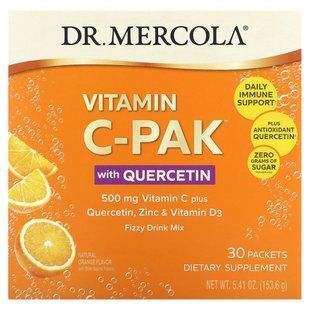 Dr. Mercola, вітамін C-PAK із кверцетином, натуральний апельсин, 500 мг, 30 пакетиків по 5,12 г (0,18 унції)