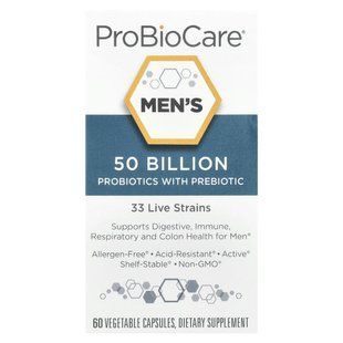 ProBioCare, Men's Probiotics with Prebiotic, 50 Billion, 60 Vegetable Capsules купить в Киеве и Украине