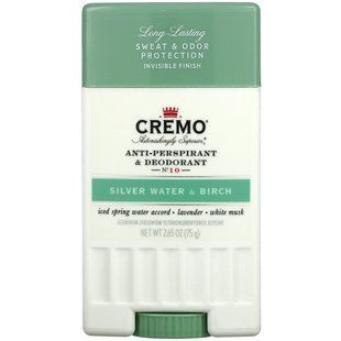 Cremo, Антиперспірант та дезодорант, № 10, срібна вода та береза, 2,65 унції (75 г)
