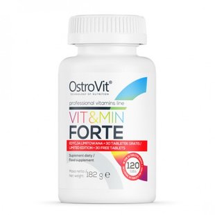 Витамины и минералы форте, VIT&MIN FORTE, OstroVit, 120 таблеток купить в Киеве и Украине