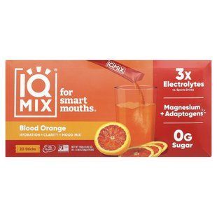 IQBAR, IQMIX&reg;, Hydration + Clarity + Mood Mix, Blood Orange, 20 Sticks, 0.28 oz (8 g ) Each