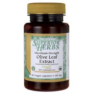 Maximum Strength Olive Leaf Extract, Swanson, 100 mg, 60 capsules