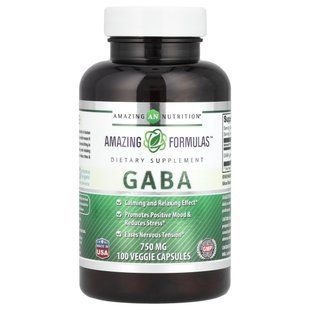 Amazing Nutrition, Габа, 750 мг, 100 растительных капсул купить в Киеве и Украине