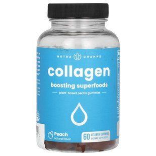 NutraChamps, Collagen Gummies, Boosting Superfoods, Peach, 60 Vitamin Gummies купить в Киеве и Украине