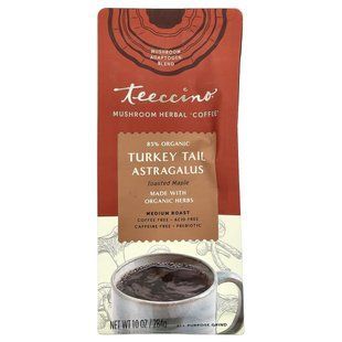 Teeccino, Травяной кофе с грибами, индейка и астрагал, обжаренный клен, средняя обжарка, без кофеина, 284 г (10 унций) купить в Киеве и Украине