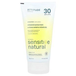 ATTITUDE, Mineral Sunscreen, Oatmeal Sensitive Natural, SPF 30, Unscented, 5.2 oz (150 g) купить в Киеве и Украине