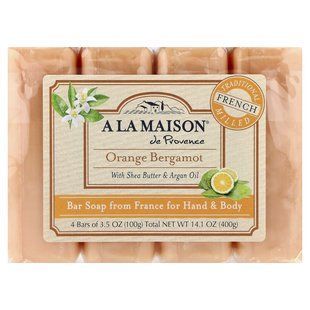 A La Maison de Provence, кусковое мыло для рук и тела, апельсин и бергамот, 4 шт. по 100 г (3,5 унции) купить в Киеве и Украине