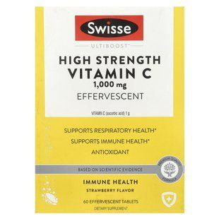 Swisse, Ultiboost&trade;, High Strength Vitamin C, Strawberry, 1,000 mg, 3 Tubes, 20 Effervescent Tablets Each купить в Киеве и Украине