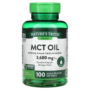 Nature's Truth, Vitamins, MCT Oil, 3,600 mg, 100 Quick Release Softgels (1,200 mg per Softgel) купить в Киеве и Украине
