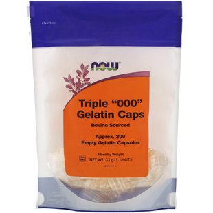 Пустые капсулы "000" Now Foods (Gel Triple "000" Gelatin Caps) 200 капсул купить в Киеве и Украине