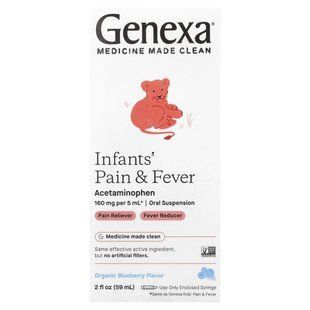 Genexa, Infants' Pain & Fever, Organic Blueberry , 2 fl oz (59 ml)