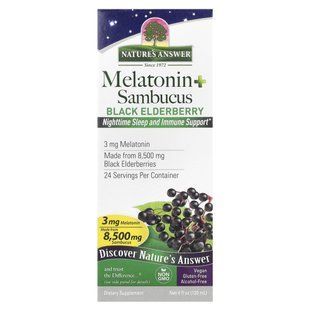 Nature's Answer, Melatonin Sambucus, нічний сон та підтримка імунної системи, 120 мл (4 рідк. унції)