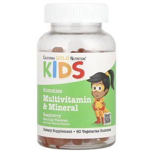 California Gold Nutrition, Multivitamin & Mineral For Children, No Gelatin, Natural Raspberry, 60 Vegetarian Gummies купить в Киеве и Украине