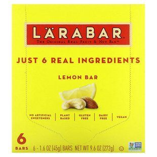 Larabar, The Original Real Fruit & Nut Bar, Lemon, 6 Bars, 1.6 oz (45 g) Each купить в Киеве и Украине