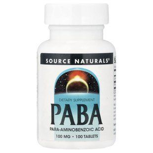 ПАБК Source Naturals (PABA) 100 мг 100 таблеток