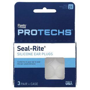 Flents, Protechs, силіконові беруші Seal-Rite, 3 пари + футляр