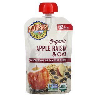 Earth's Best, Organic Wholesome Breakfast Puree, 6+ Months, Apple Raisin & Oat, 3.5 oz (99 g) купить в Киеве и Украине