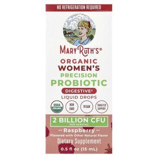 MaryRuth's, Organic Women's Precision Probiotic, Liquid Drops, Raspberry , 2 Billion CFU , 0.5 fl oz (15 ml) купить в Киеве и Украине
