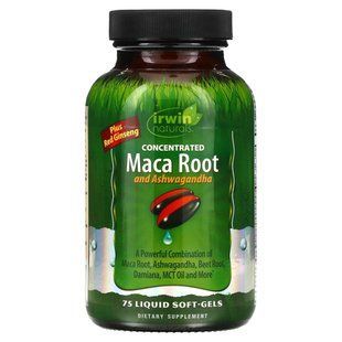Концентрированный корень маки и ашвагандха Irwin Naturals (Maca Root and Ashwagandha with Red Ginseng) 75 мягких капсул купить в Киеве и Украине