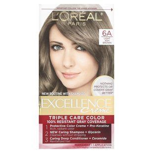 L'Or&eacute;al, Excellence Creme, Triple Care Color, 6A Light Ash Brown, 1 Application купить в Киеве и Украине