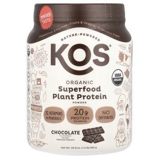 Organic Plant Protein, Chocolate, KOS, 585 g